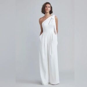Amsale Lottie One-Shoulder Wide-Leg Jumpsuit , size 6